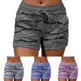 thumbnail image 3 of Koszal Women Shorts Striped High Waist Quick Drying Drawstring Pockets Sports Short Pants for Summer, 3 of 8
