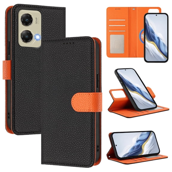 Decase 2 in 1 Flip Stand Case for Moto G Stylus 5G (2024),Detachable Magnetic Flip Wallet Back Cover,Support for Mag Safe,Shockproof PU Leather Cover with Wrist Strap,Black