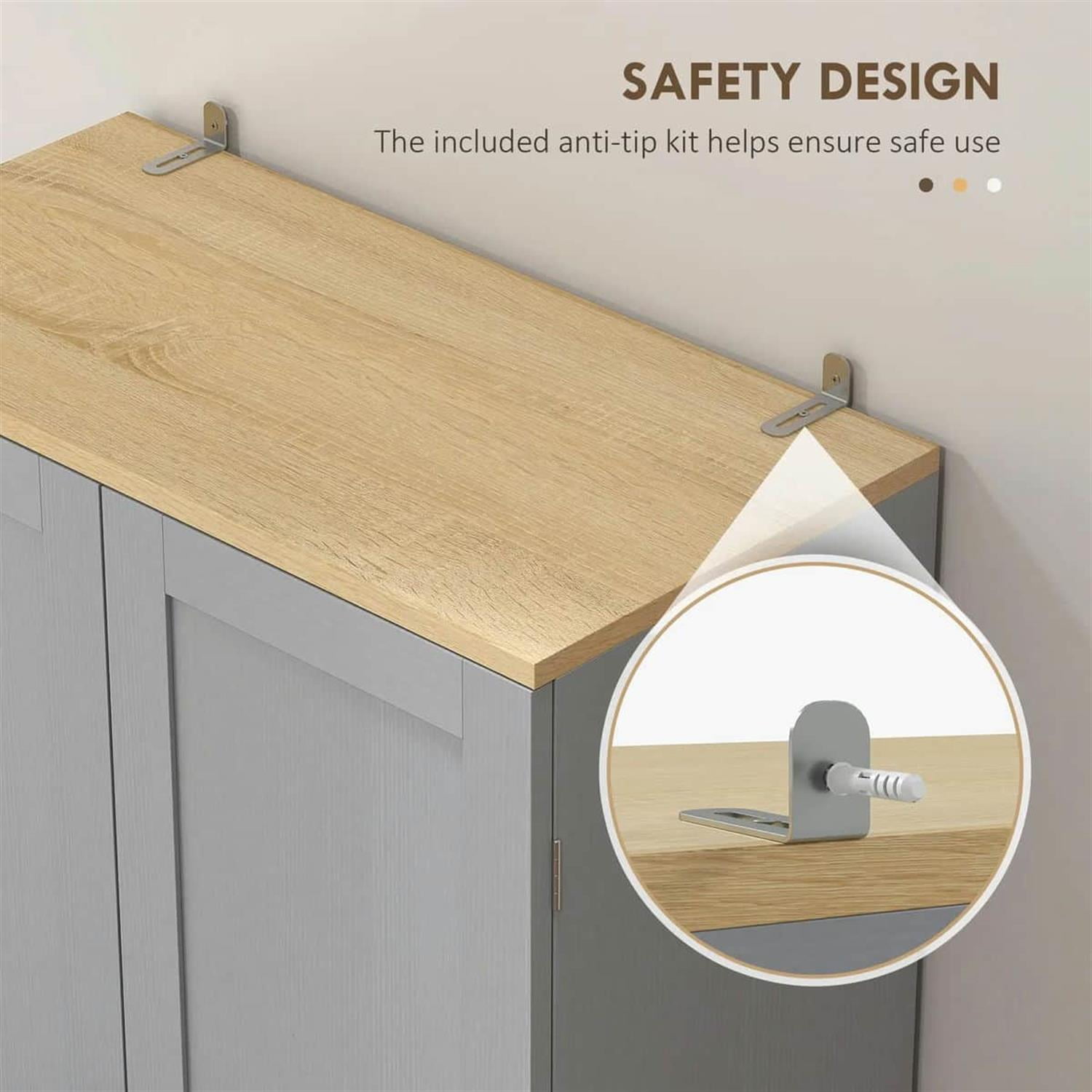 Demi Bonn 67" Freestanding Kitchen Pantry, 4-Door Cabinet with Adjustable Shelves & Doors for Modern Kitchen, Gray