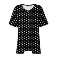 thumbnail image 4 of Aloohaidyvio Plus Size Shirts for Women,Women's Soft Polka Dot Printed Cotton T Shirts Summer Short Sleeve Round Neck Casual Tops 2024 Trendy Loose Basic Tee Blouse, 4 of 4