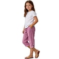 thumbnail image 5 of Posijego Girls Capri Pants Summer Casual Capris Pants Lightweight Cotton Linen Straight Leg Knee Length Pants with Pockets, 5 of 7