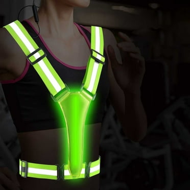 Athletic Works Neon Green LED Adjustable Rope Safety Vest Reflective ...