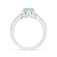 thumbnail image 2 of Angara Natural 0.85 Ct. Aquamarine with Diamond Halo Ring in 14K White Gold for Women (Ring Size: 11.5), 2 of 11