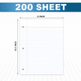thumbnail image 3 of Loose Leaf Paper, 200 Sheets, Wide Ruled Filler Notebook Paper, 8" x 10.5", Bulk Notebook Papers,3 Hole Punched Loose Leaf Paper for 3 Ring Binders,Loose Leaf Office Paper, (White), 3 of 6
