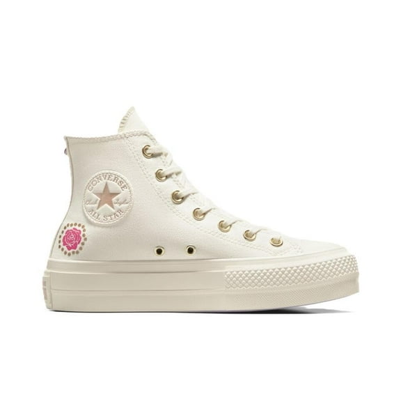 Converse Women's Chuck Taylor All Star Lift Platform Shine Pop, Egret/Light Gold/Vapor Violet, 7.5