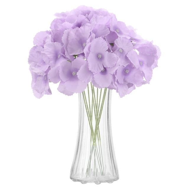Uxcell 10 piezas de flores de hortensia artificial de 16" seda de tacto real ramos de flores falsas grandes hortensias realistas para decoración de hogar, cocina, fiesta, boda, púrpura