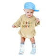 thumbnail image 3 of LUOGENLI Baby Girl Rompers 2T Baby Toddler Boys Girls Long Sleeve Letter Prints Rompers Jumpsuits Fall Winter Clothes Baby Girl Rompers 6-9 Months Pack Girls' Jumpsuits Beige 3-6 Months, 3 of 9