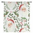 thumbnail image 2 of Christmas Santa Semi Sheer Curtains Drapes for Living Room, Bedroom, French Doors Window 84 Inches Long, Xmas Botanical Berry Watercolor Rod Pocket Chiffon Curtain Drapery Voile Draperies Panel, 2 of 6