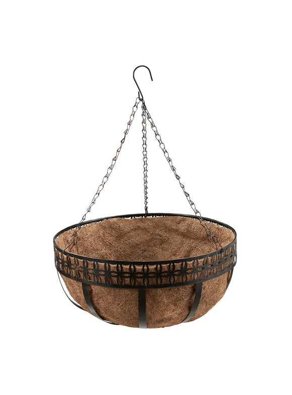 Mainstays 16-inch Bronze Metal Hanging Plant Basket with Coco-Fiber Liner