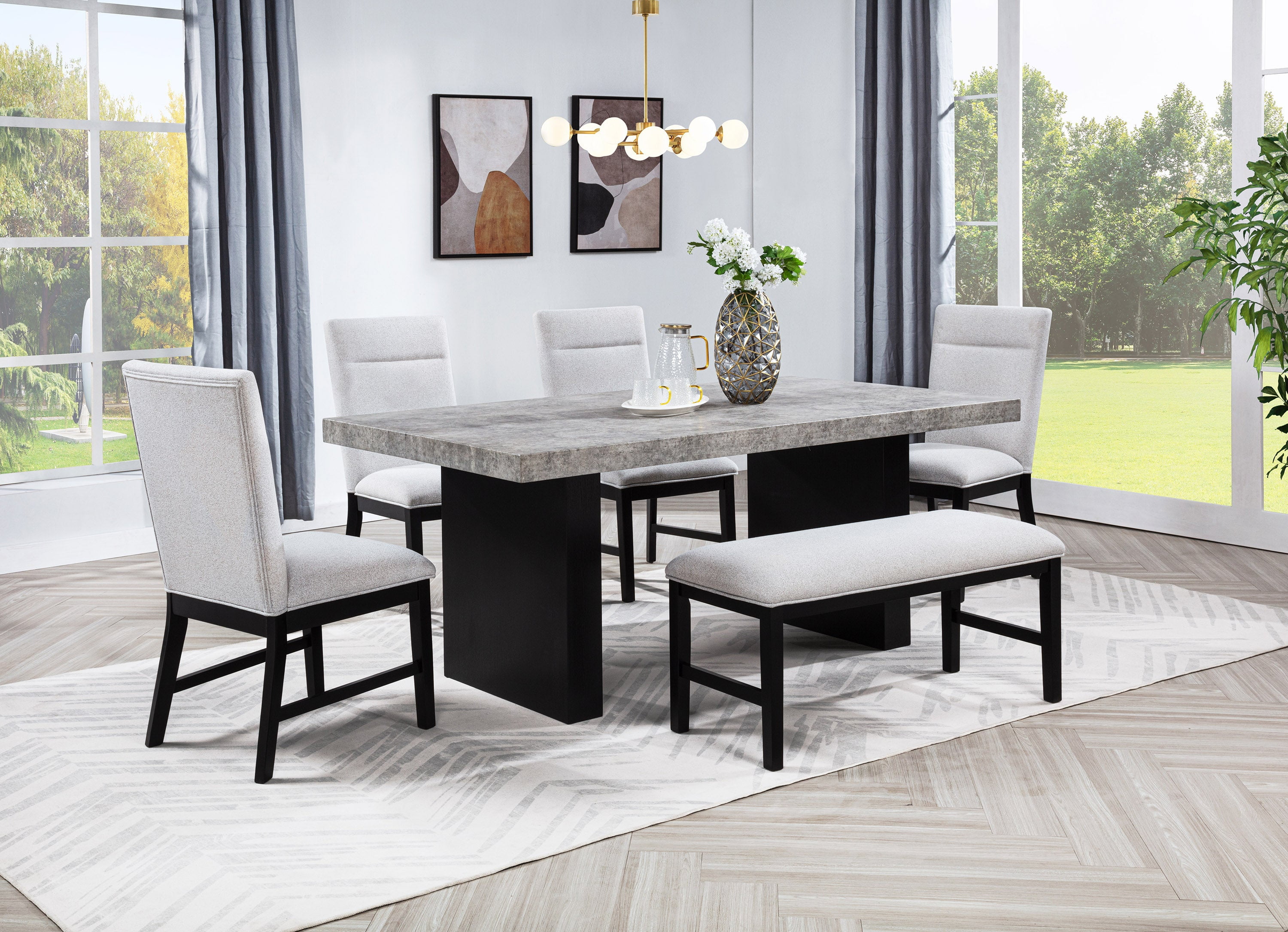 Contemporary 6pc Counter Height Square Dining Set Upholstered