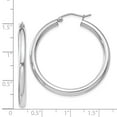 thumbnail image 4 of 925 Sterling Silver Women's Rhodium Plated Classic Tube 3mm Round Hoop Earrings | 34mm, 4 of 4