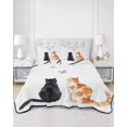 thumbnail image 2 of Twin Quilt Bedding Set, Funny Cat Reversible Summer Quilt 3 Pieces, Simple Orange Black Cats Grey Butterfly Lightweight Bedspreads Coverlets with 2 Pillow Shams for All Seasons, 2 of 5