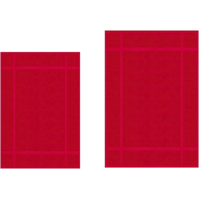 Ample Decor Cotton Bath Mats 24 x 17 inch and 34 x 20 inches Pack of 2