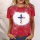 thumbnail image 1 of Fiudx Camisas para Mujer Moda Mujer Causal Día de La Independencia Cuello Redondo Impresión Blusa Manga Corta Camiseta Verano Tops, 1 of 5
