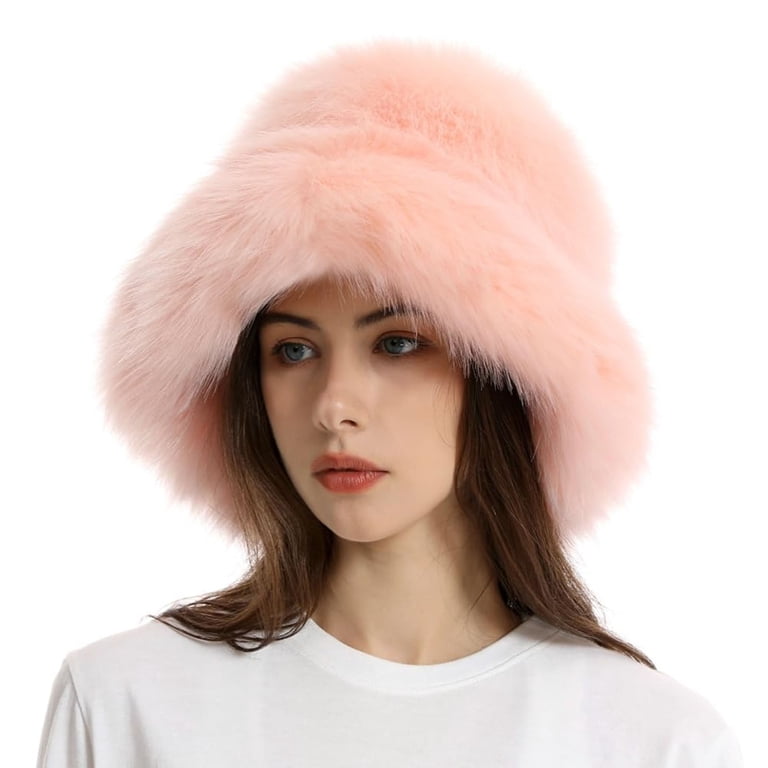 Faux Fur Bucket Hat Fluffy Winter Warm Hat Soft Fisherman Hats Fashion Womens Plush Fisherman Fur Hats For Women Fluffy... From  main image 2