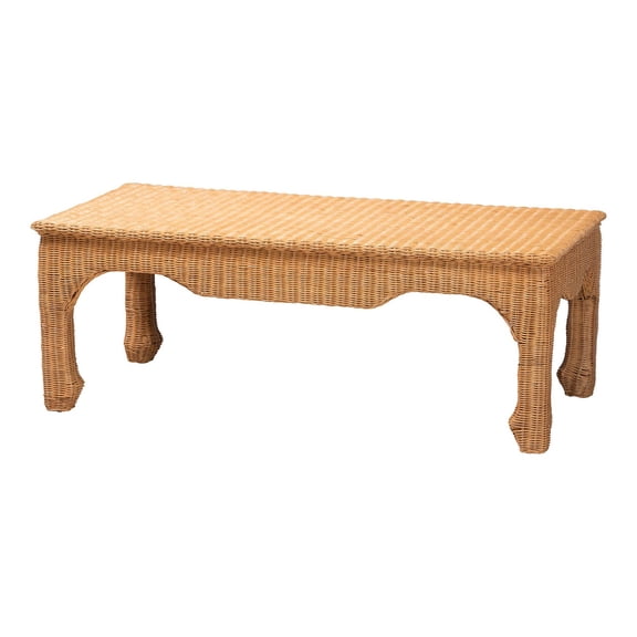 bali & pari Abena Rattan Coffee Table - Rectangular Boho Chic Accent Table