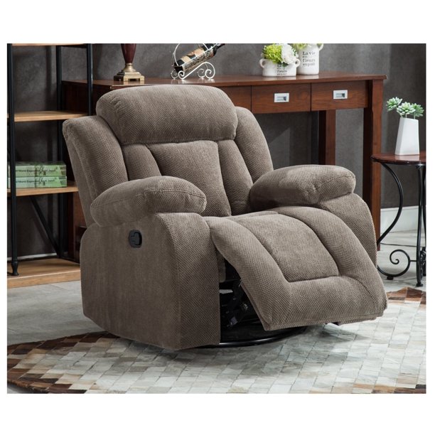 42" Wide Fabric Manual Recliner Chair Rocker Recliner Swivel Glider Home Theater Seating Light