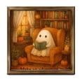thumbnail image 2 of Natural Wood Framed Ghost Halloween Wall Art Print, Spooky Illustration For Bedroom, Living Room, Entryway And Seasonal Home Decor, 2 of 7