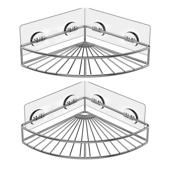 Corner Shower Caddy Stainless Steel | Wall Mounted Bathroom Shelf Organizer | 2-Pack | Rustproof Storage Rack for Shampoo, Body Wash, Soap | No-Drill Adhesive Install | Ventilated | 2 Sizes |