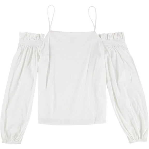 bar III Womens Cold Shoulder Knit Blouse, White, Medium