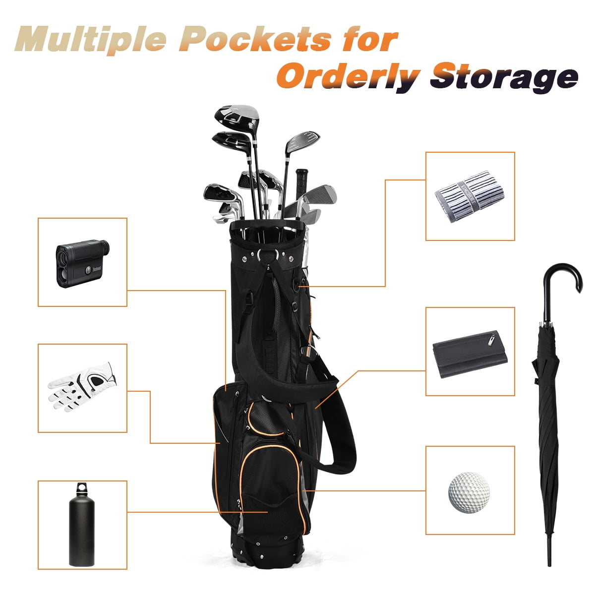 Costway Golf Stand Bag Portable Lightweight Golf Carry Club Bag w/ 8-way Divider