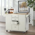 thumbnail image 5 of TMS Country Cottage Butcher Block Rolling Kitchen Island with Drawers, Adjustable Shelf, Knife Block, Towel Rack, and Spice Rack, White, 5 of 6