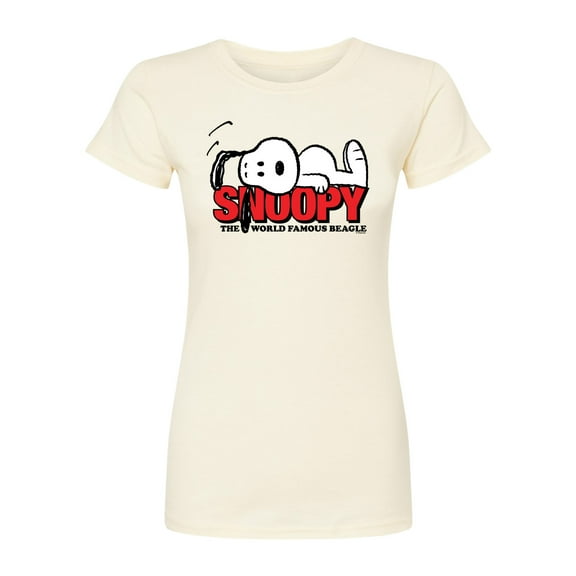 Peanuts - Snoopy Laying - Juniors Fitted Graphic T-Shirt