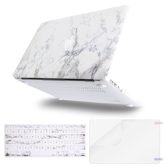 Mosiso MacBook Air 13 Inch Case (Release 2010-2017 Older Version), Plastic Pattern Hard Case & Keyboard Cover & Screen Protector Only Compatible MacBook Air 13 (A1369 & A1466), Clear-Marble
