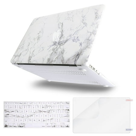 Mosiso MacBook Air 13 Inch Case (Release 2010-2017 Older Version), Plastic Pattern Hard Case & Keyboard Cover & Screen Protector Only Compatible MacBook Air 13 (A1369 & A1466), Clear-Marble