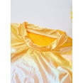 thumbnail image 4 of TiaoBug Kids Girls Shiny Metallic Short Sleeve Crew Neck Tee Shirt Hip Hop Jazz Ballet Dance Crop Top Yellow 7-8, 4 of 7