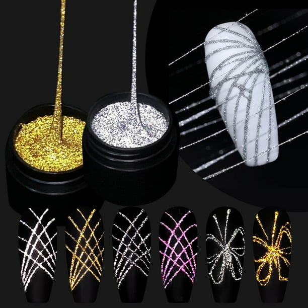 UR SUGAR Reflective Glitter Silver Gold Line For Nails Art Manicure Gel Varnishes Drawing Painting UV Gel Polish zhangyuxiang LED