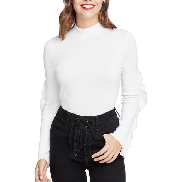 Rachel Roy Chandail Tricoté à Manches à Volants pour Femmes, Blanc, Petit