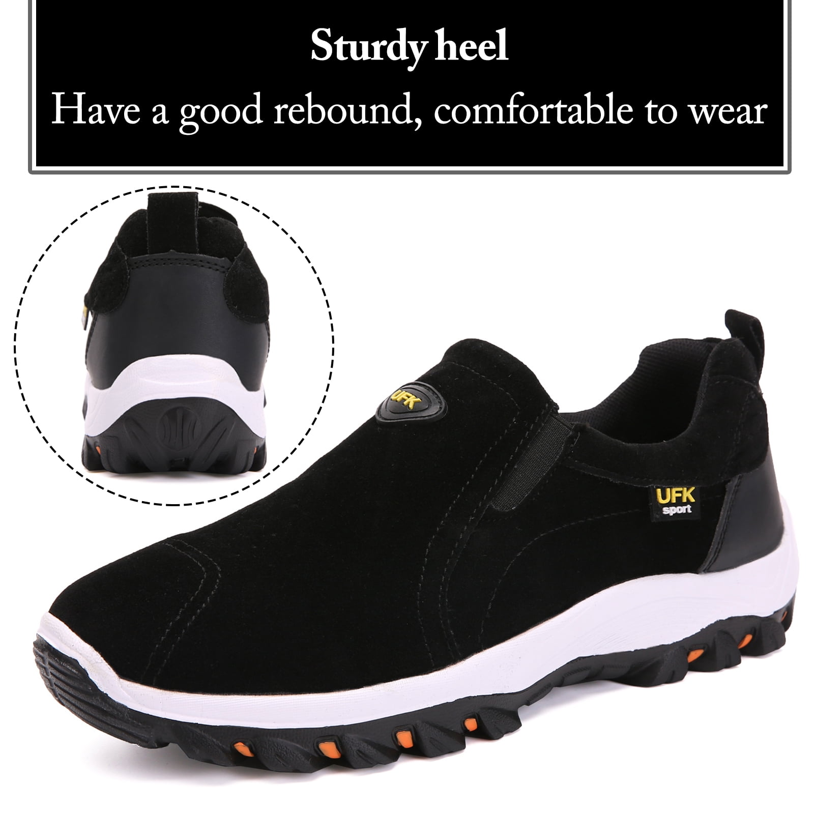 Mens Hiking Shoes Laceless Suede Breathable Slip Resistant Boots Lightweight Sneakers for Outdoor Activity Hiking Walking