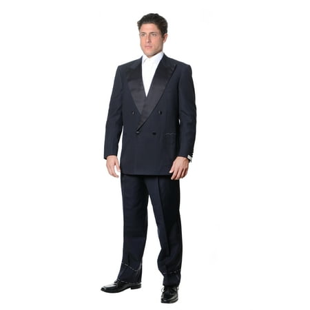 Brioni Mens Mercadante Satin Peak-Lapel Wool Tuxedo, 42 C, Blue