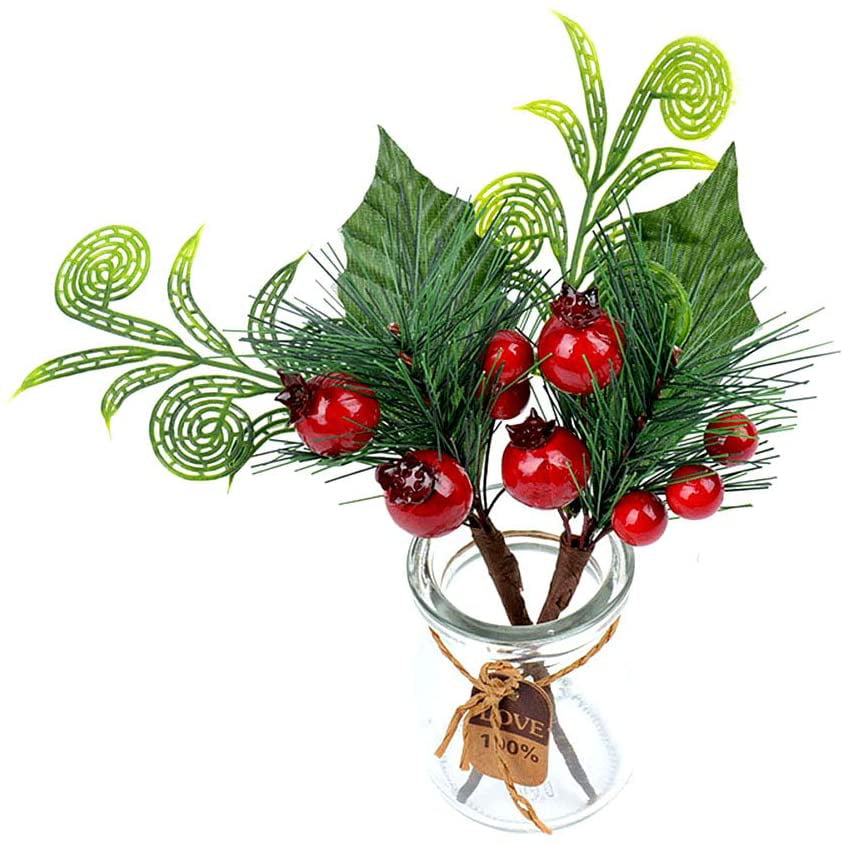 Arts Artificial Red Berry 8 Pack Holly Christmas Berries Stem Holiday Decoration 