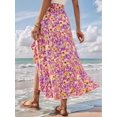 thumbnail image 5 of Women Boho Floral Leopard Print High Low Split Wrap Midi Skirt Floral Print L, 5 of 9