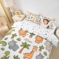 thumbnail image 2 of Castle Fairy Girls Cartoon Safari Animal Duvet Cover King,Tropical Palm Cactus King Bedding,Green Orange White,Reversible,3 Pieces,No Comforter,1 Duvet Cover and 2 Pillowcases, 2 of 6