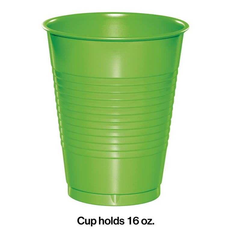 Fresh Lime Green Plastic Cups for 20 Guests 