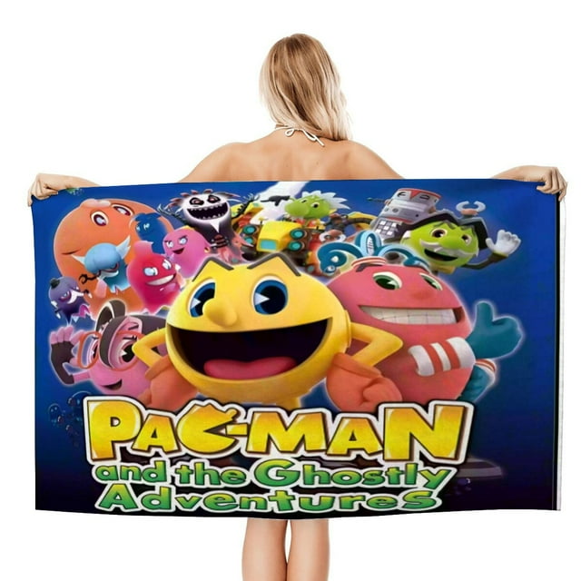 Pac-Man Toalla de playa de secado rápido con diseño temático, regalo para mujeres y niñas, ideal para cumpleaños, fans, amantes de la música, uso en la playa o al aire libre, 78 × 160 cm
