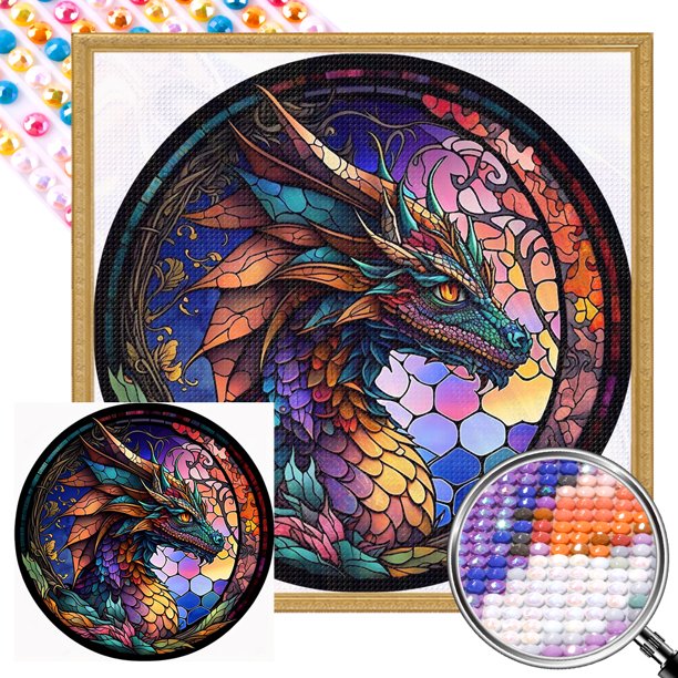 AB Parcial 5D DIY Con Taladro Dragón Multicolor 45x45cm Rojo