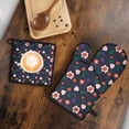 thumbnail image 5 of Pioneer Flower Floral Print Pattern Kitchen Oven Mitt and Pot Holder Sets 2 Pcs for Baking, Cooking and Grilling, Heat Resistant Up To 392 °F, 5 of 7