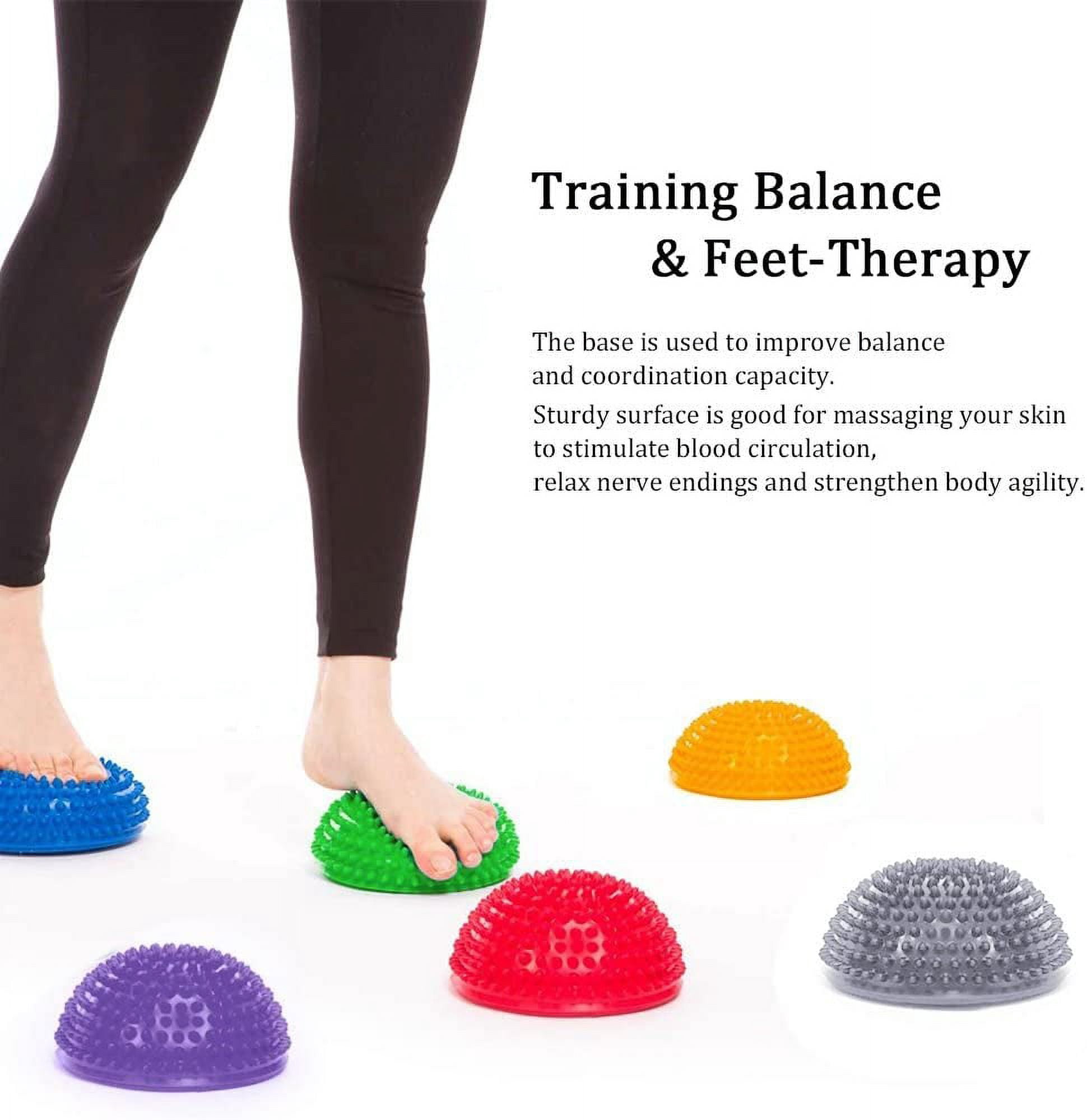 ABCISI 2Pcs/Lot Balance Pods, Half Ball Massage Foot Sports Balance Hedgehog Pimples Pilates Ball for Yoga Fitness Gymnastics Exercise (16cm, Silver)