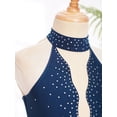 thumbnail image 4 of iiniim Kids Girls Figure Ice Skating Sparkle Sleeveless Gymnastics Leotard Ballet Lyrical Dance Dress Navy Blue 10, 4 of 7