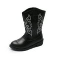 thumbnail image 4 of newwalpole Cowgirl Boots Cowboy Boots For Girls Kids Toddler Fashion Western Boots Mid Calf Riding Shoes Black for Size 2, 4 of 9