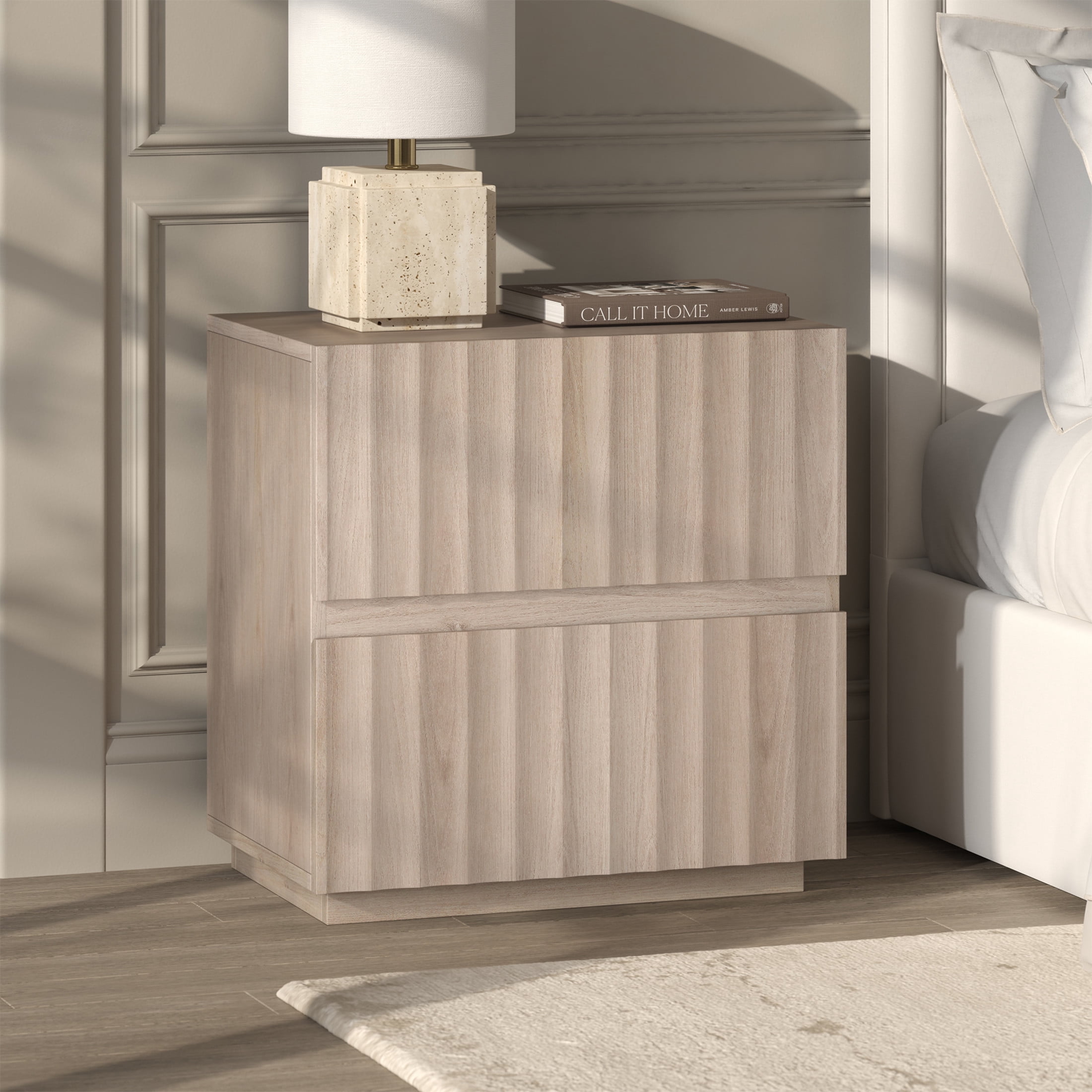 Evelyn&Zoe Modern/Contemporary 24" Wide Alder White Nightstand