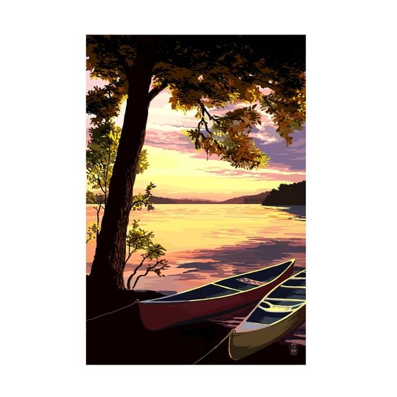 Lantern Press 'Canoes' Canvas Art