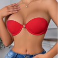 thumbnail image 2 of EliteGoogv Front Closure Bras For Women Lace Bras For Women Padded Semi Cup Push Up Wireless Womens Bras Everyday Bras For Women Red 36, 2 of 9