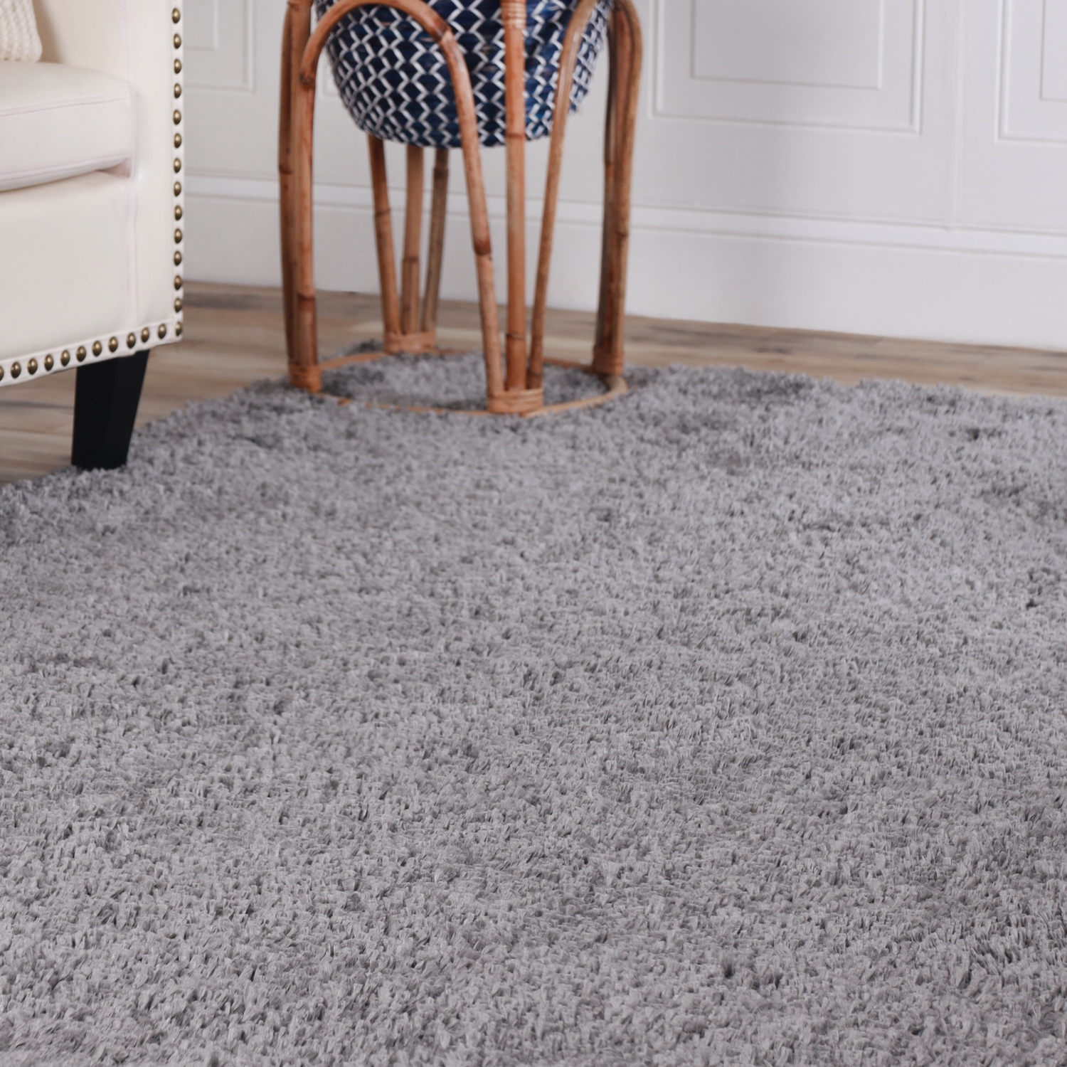 BNM Solid Indoor Shag Runner or Area Rug, 8' x 10', Grey
