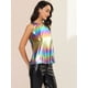 thumbnail image 4 of Camiseta Sin Mangas Allegra K Con Chaleco Brillante Metálico Para Fiesta Y Club Mujer M, 4 of 6