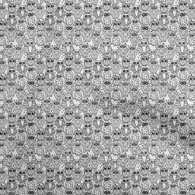 oneOone Velvet Black Fabric Owl Sewing Material Print Fabric By The Yard 58 Inch Wide